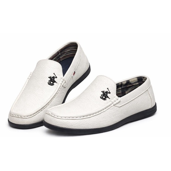 Ralph Lauren Polo White Leather Loafers Mens Slip On Casual Dress Shoe Size 11